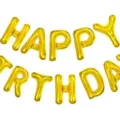 Set de Ballons en Aluminium Lettres Or 16 Pouces pour Decoration de Fete d Anniversaire - Style Lettre Happy Birthday (QTZ06A) / 16" / Or