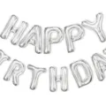 Ballons en aluminium lettres argentées HAPPY BIRTHDAY kit pour fête d'anniversaire déco - Style Lettre Happy Birthday (QTZ06B) / 16" / Argent