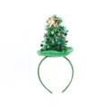 Christmas tree headband with gold star green tinsel festive party hair hoop hair accessory - Gold Velvet Hat Tree (YS003GR) / Green