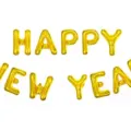 Ballons lettres en aluminium doré bonne année 16 pouces ensemble de décoration de fête - Style Lettre Happy New Year (QTZ07A) / 16" / Or