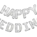Ballons en aluminium lettres argentees pour mariage et decoration de fete elegante. - Style Lettre Happy Wedding (QTZ08B)