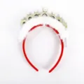 Christmas Crown Headband Red White Fur Pearl Party Hair Hoop Festive LED Glowing Hair Accessory - Artificial Pearl Crown (658-23G) / Gold
