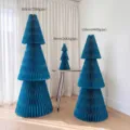 Foldable paper honeycomb Christmas tree desktop ornament party decor 160cm 130cm 40cm blue - 40cm Height / Lake Blue