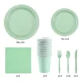 Juego de vajilla desechable para fiesta verde menta con platos de papel y vasos - Verde Salvia