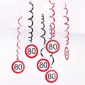 Rot schwarze hängende Spirale Dekorationen für den 80 Geburtstag Party Hängedeko - Alter 80 (LXDS-S38f) / 6-Teiliges Set