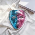 Mascara de mosaico brillante para fiestas de halloween y eventos de estilo cyberpunk. - Máscara Disco Degradada Azul Rosa (DS-21E)