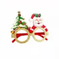 Christmas party novelty glasses frame with cute Santa Claus and tree decor for holiday gifts. - Santa/Tree (CHYJ-31-1) / Gold Glitter