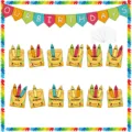 Geburtstag Buntstifte Banner und monatliche Taschen Karten Set fuer Klassenraum Party Dekor. - Wachsmalstift-Box-Schwarzes Brett (BB01) / Set 1