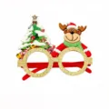 Christmas decorative glasses with cute reindeer and snowy tree design for holiday party fun. - Deer/Tree (CHYJ-31-3) / Gold Glitter