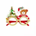 Christmas glasses festive party decoration with cute bear and tree design variant. - Bear/Tree (CHYJ-31-4) / Gold Glitter