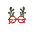 Christmas reindeer glasses red glitter frame festive party photo prop holiday gift frame - Shiny Brown Antler Decoration Glasses (CHYJ-84BR)