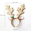 Christmas reindeer antler headband with cute ears, festive hair accessories for holiday parties. - Khaki Velvet Large Reindeer Antlers With Ears Style(TK79)