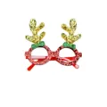 Christmas reindeer glasses with glitter round frames and antlers, festive party holiday props. - Shiny Gold Antler Decoration Glasses (CHYJ-84G)