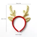 Christmas reindeer antler headband red and gold sequin hair hoop for holiday party dress up - Gold Sequin Long Reindeer Antlers With Ears Style(TK78G)