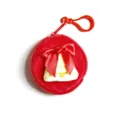Red Christmas plush coin purse keychain, cute bow and bell embroidery pendant for kids gift. - Bell Style (CH-BA01)