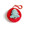 Christmas plush coin purse with cute tree applique, soft red zipper bag and key chain for kids. - Christmas Tree Style (CH-BA02)