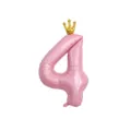 Palloncino in alluminio numero 4 rosa con corona dorata per festa di compleanno decoro - Numero 4 / 40 Pollici / polvere perlata