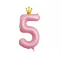 Palloncino in alluminio rosa numero 5 con corona d oro per decorazione di festa di compleanno. - Numero 5 / 40 Pollici / polvere perlata