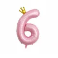 Palloncino in alluminio numero 6 rosa da 40 pollici con corona d'oro per feste di compleanno. - Numero 6 / 40 Pollici / polvere perlata