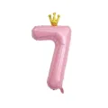 Palloncino Mylar Numero 7 Rosa con Corona d'Oro 40 Pollici Decorazione Festa Compleanno - Numero 7 / 40 Pollici / polvere perlata