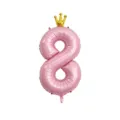 Palloncino Mylar Numero 8 Rosa con Corona, 40 Pollici Decorazione Festa Compleanno Variante - Numero 8 / 40 Pollici / polvere perlata