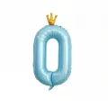 Palloncino in alluminio numero 0 blu da 40 pollici con corona dorata per festa di compleanno. - Numero 0 / 40 Pollici / Blu Olografico