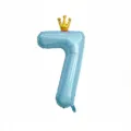 Palloncino Alluminio Numero 7 Corona Blu 40 Pollici Festa Di Compleanno Decorazione - Numero 7 / 40 Pollici / Blu Olografico