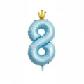 Palloncino in foil numero 8 blu con corona dorata per feste di compleanno e decorazioni. - Numero 8 / 40 Pollici / Blu Olografico