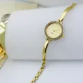 Women gold quartz watch fashion bangle rhinestone crystal dress wristwatch elegant gift jewelry - Gold