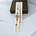 Damen Quarzuhr Mode Armband Set roter Kristall kleines Zifferblatt elegante Damenuhr Schmuck Geschenk - Rot