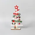 Mini wooden Christmas tree tabletop ornament with festive gnomes, gift boxes and letter signs - CH-MZ15B Christmas Letter Board Wooden Tree Ornament (Style B Green)
