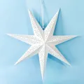 White paper star lantern for Christmas decoration, seven-pointed hanging hollow star lampshade. - WJX5-60C Hollow Polka Dot / 60CM / White