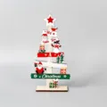 Mini desktop wooden Christmas tree ornament with letter signs, perfect for holiday home decor. - CH-MZ15A Christmas Letter Board Wooden Tree Ornament (Style A - Santa)