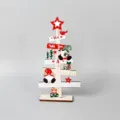 Mini wooden Christmas tree tabletop decoration with gnome gift box holiday blessing text display - CH-MZ15C Christmas Letter Board Wooden Tree Ornament (Style C Wood Gray)