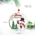 Wooden Christmas tree ornament hanging pendant snowman holiday home decor decoration 10cm - 10cm Hollow Round Snowman Style