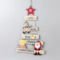 Wooden hanging Christmas tree decoration with letters and festive elements, perfect holiday gift. - CH-MZ16A Wooden Letter Tree Hanging Ornament 1 (Santa Style)