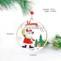 Wooden Christmas ornament round hollow hanging pendant with Santa Claus design for tree. - 10cm Hollow Round Reindeer Style