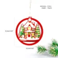 Wooden Christmas tree hanging ornament, snow house design holiday home decor pendant. - 9cm Hollow Round Red Tree House Style