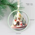 Wooden Christmas ornament hollow tree hanging pendant for holiday home decor 9.2x9.2cm - 9cm Hollow Round Green Tree House Santa Style