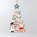 Wooden Christmas tree hanging ornament with cute snowman sign for holiday home decor - CH-MZ16B Wooden Letter Tree Hanging Ornament 2 (Snowman Style)