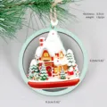 Wooden Christmas tree hanging pendant, hollow snow house ornament variant for holiday decor. - 9cm Blue-Green Circular Hollow Multi-Tree House Style (CH-MZ03H)