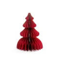 Albero di Natale 3D in carta a nido d'ape rossa decorazione da tavola per festa. - Albero a Nido d'Ape con Glitter 30cm 4 Strati / Rosso (Glitter)