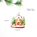 Wooden Christmas house hanging ornament holiday tree decoration pendant size 9x8.7cm - Green Tree Red House Style