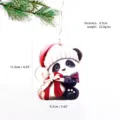 Wooden Christmas Panda Pendant Tree Hanging Ornament Holiday Festive Decor Gift - Panda with Gift (CH-MZ07B)