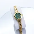 Elegante Damenuhr Quarzwerk grünes Zifferblatt Gold Armband minimalistischer Stil - Gold Grün