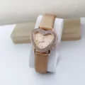 Reloj de cuarzo con pedrería en forma de corazón para mujer oro rosa correa elegante - Dorado