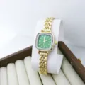 Petite montre femme cadran carre montre quartz verte minimaliste en alliage - Or Vert