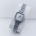 Damen silber quadratische Quarzuhr mit Metallkettenarmband elegante minimalistische Armbanduhr - Silber