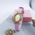 Reloj de cuarzo para mujer con esfera ovalada de diamantes de imitación y correa rosa. - Rosa