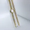 Goldener Strass Quarz Uhr und Armband Set für Damen elegante Mode Damenuhr Schmuck - Weißes Zifferblatt / Weiß